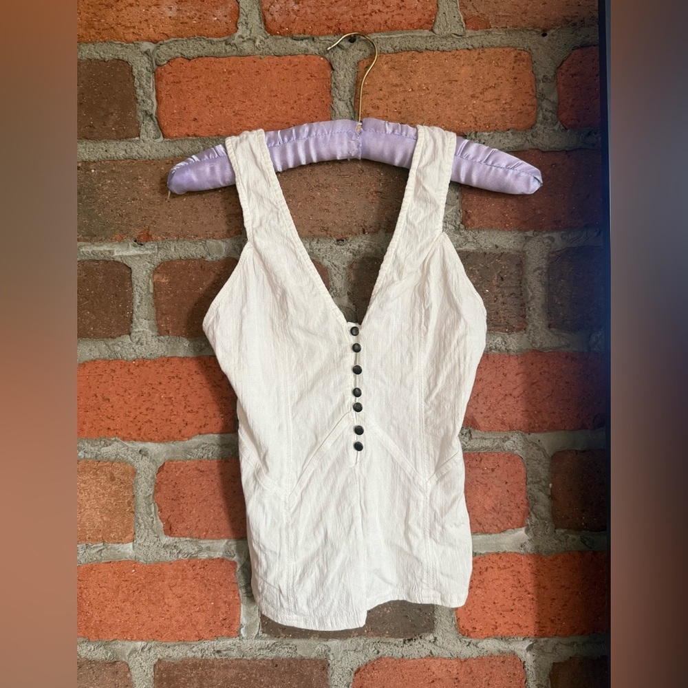 Free People White button up Sleeveless Tank Top XS